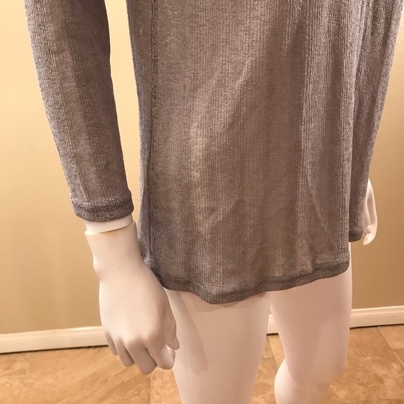 Womens Long Sleeve Blouse NEW Size XS Extra Small Grey Open Knit Semi Sheer - Picture 5 of 13
